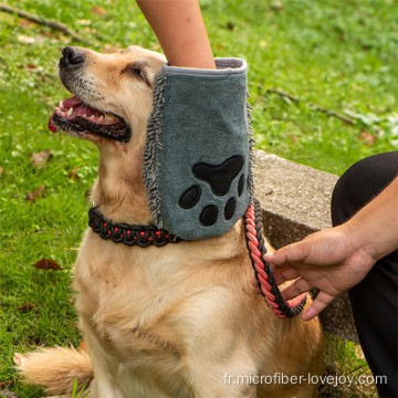 serviette absorbante pour chien à séchage rapide avec poches pour les mains